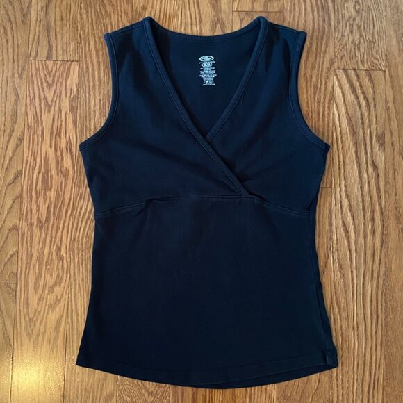Black Crossover V-Neck Tank Top Cotton Y2K Sporty Athletic - Picture 8 of 10